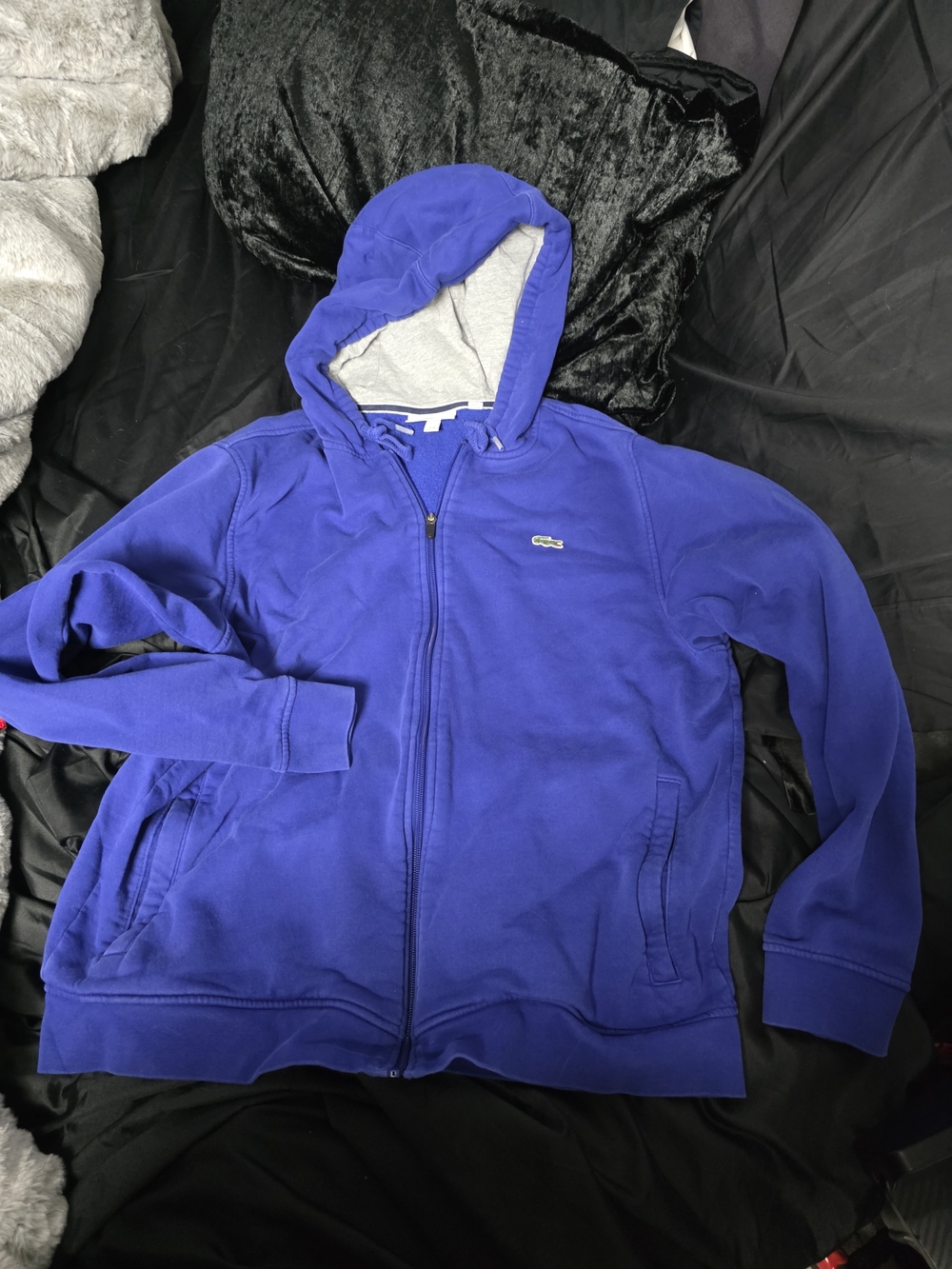 Lacoste Men's Royal Blue Zip-Up Hoodie Jacket Usager*